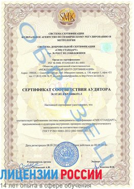 Образец сертификата соответствия аудитора №ST.RU.EXP.00006191-3 Усолье-Сибирское Сертификат ISO 50001